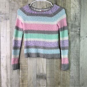 Justice Size 8 Crewneck Long Sleeve Pastel Color Fuzzy Sweater